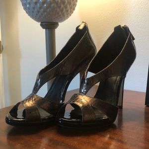 TOPSHOP Size 11.5 faux croc open toed stiletto